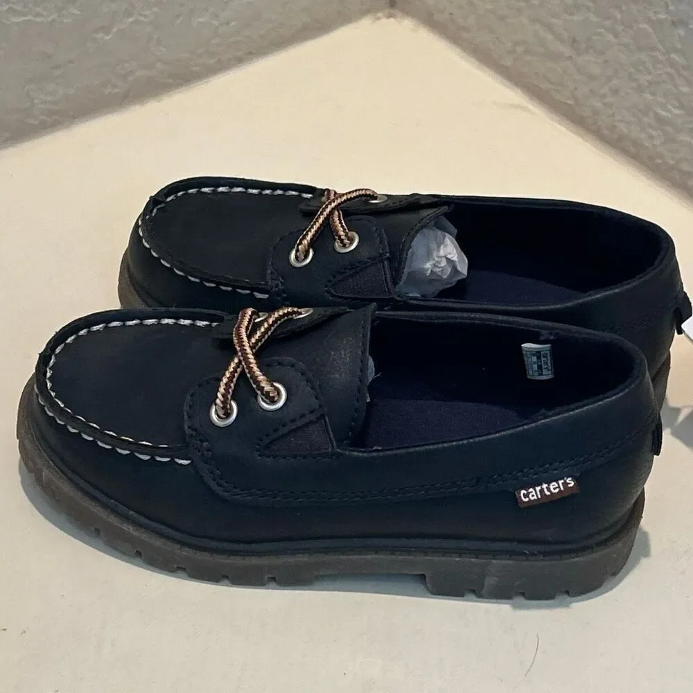 Carters Toddler Size 12 Mac Slip On Loafer Shoes Boat Navy Blue Preppy New